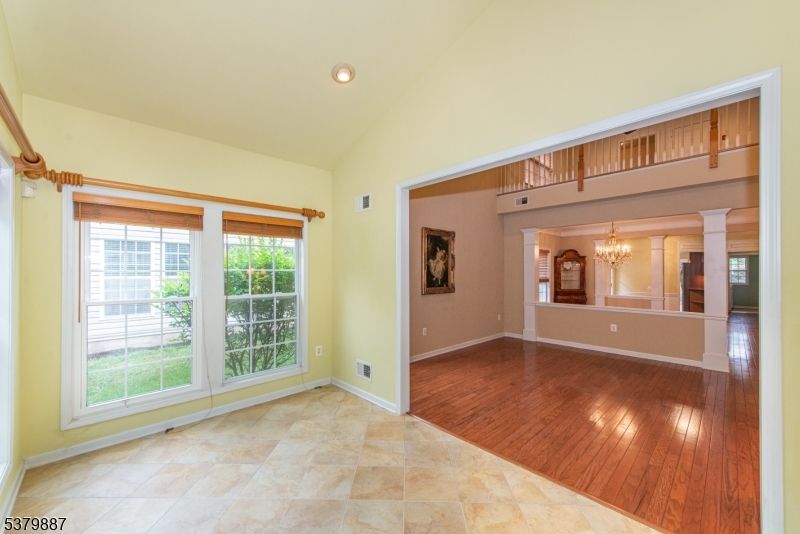 Chandelier, Empty room, Interior, Recessed Lighting, Wood Texture Flooring