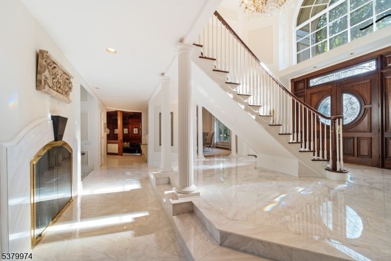 Chandelier, Interior, Marble, Recessed Lighting