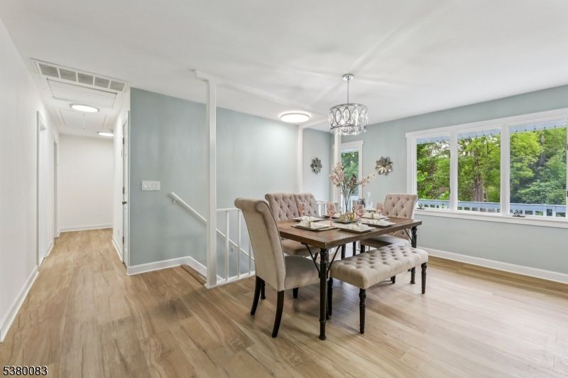 Chandelier, Dining room, Interior, Wood Texture Flooring