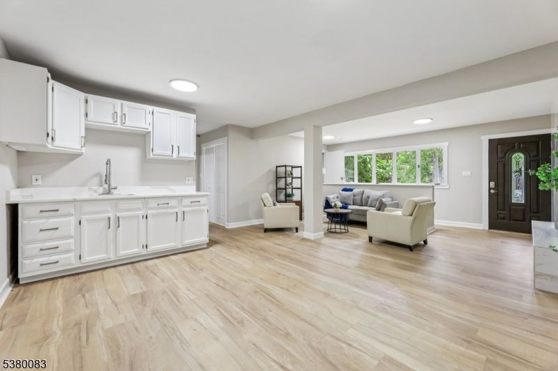 Interior, Kitchen, Living room, Recessed Lighting, Wood Texture Flooring