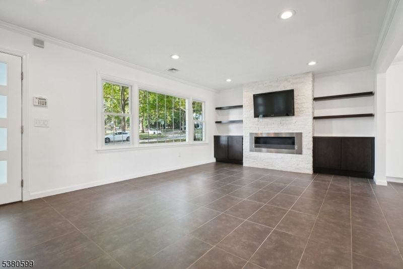 Empty room, Fireplace, Interior, Recessed Lighting
