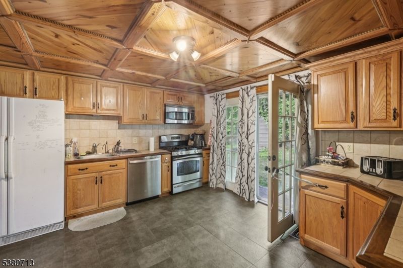 Interior, Kitchen, Stainless Steel Appliances, Wooden Ceilings