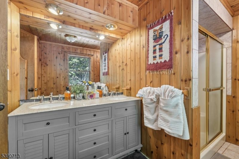 Bathroom, Dual Sink Vanities, Interior, Wooden Walls