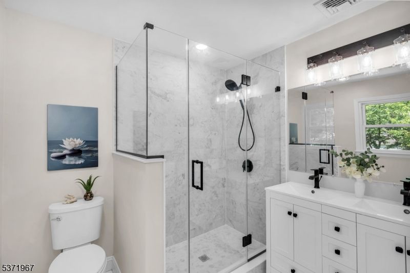 Bathroom, Glass Shower, Interior, Marble Walls