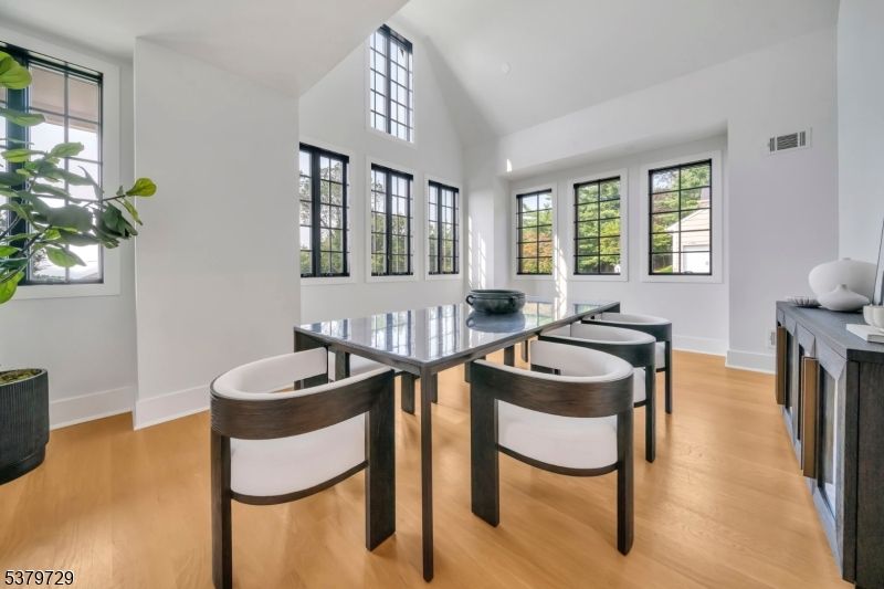 Dining room, Interior, Recessed Lighting, Wood Texture Flooring