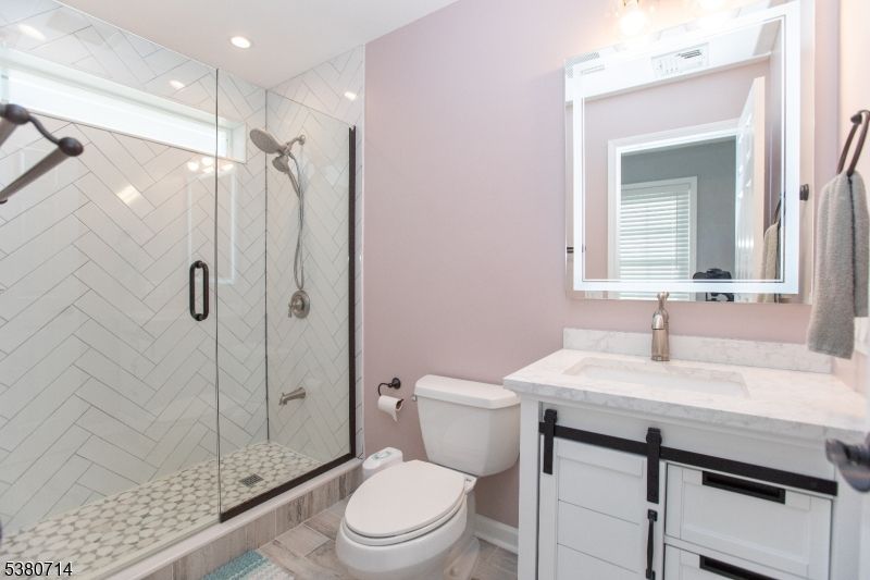 Bathroom, Glass Shower, Interior, Recessed Lighting
