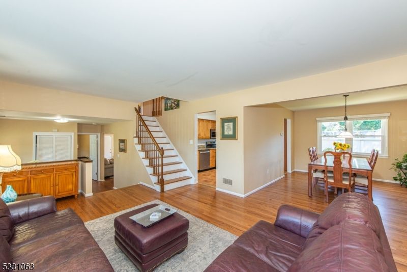 Dining room, Interior, Kitchen, Living room, Pendant Lights, Wood Texture Flooring