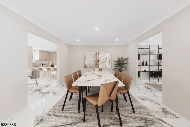Dining room, Interior, Kitchen, Marble, Recessed Lighting