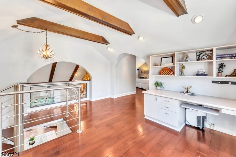 Interior, Pendant Lights, Recessed Lighting, Wooden Beams, Wood Texture Flooring