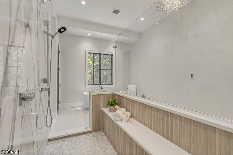 Bathroom, Glass Shower, Interior, Recessed Lighting