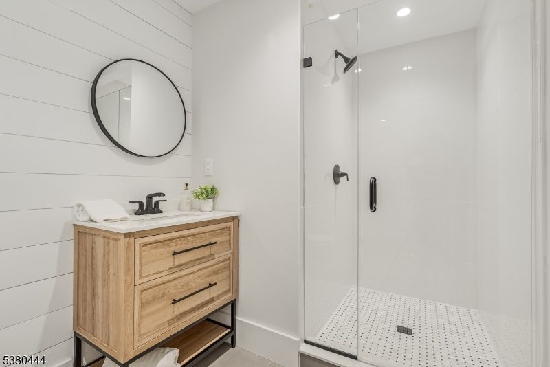 Bathroom, Glass Shower, Interior, Recessed Lighting