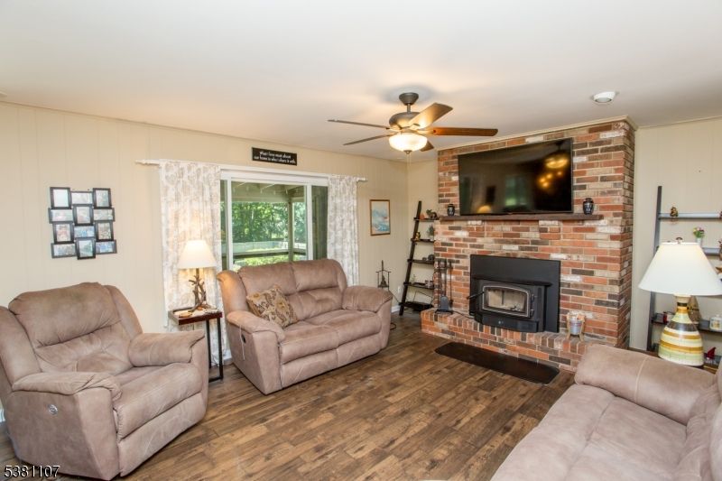 Fireplace, Interior, Living room, Stone Walls, Wood Texture Flooring