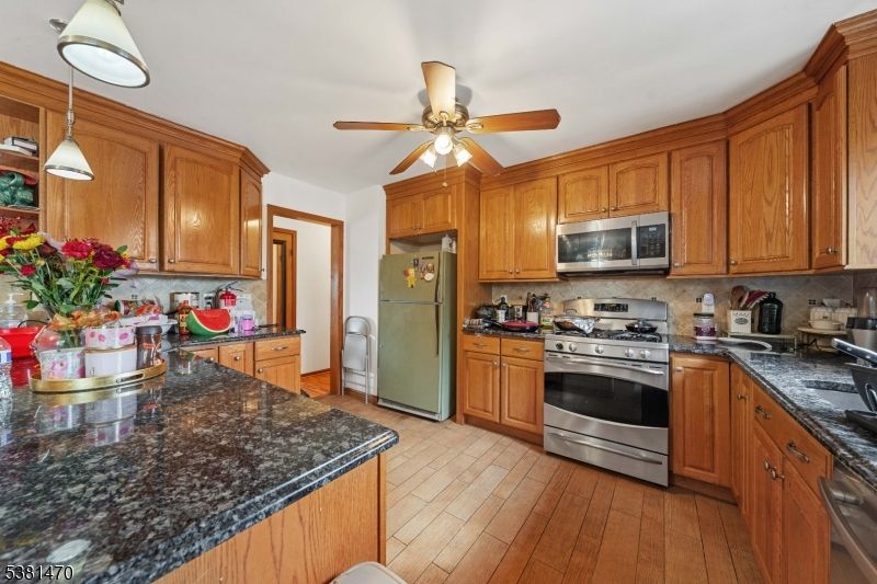 Interior, Kitchen, Pendant Lights, Stainless Steel Appliances, Wood Texture Flooring
