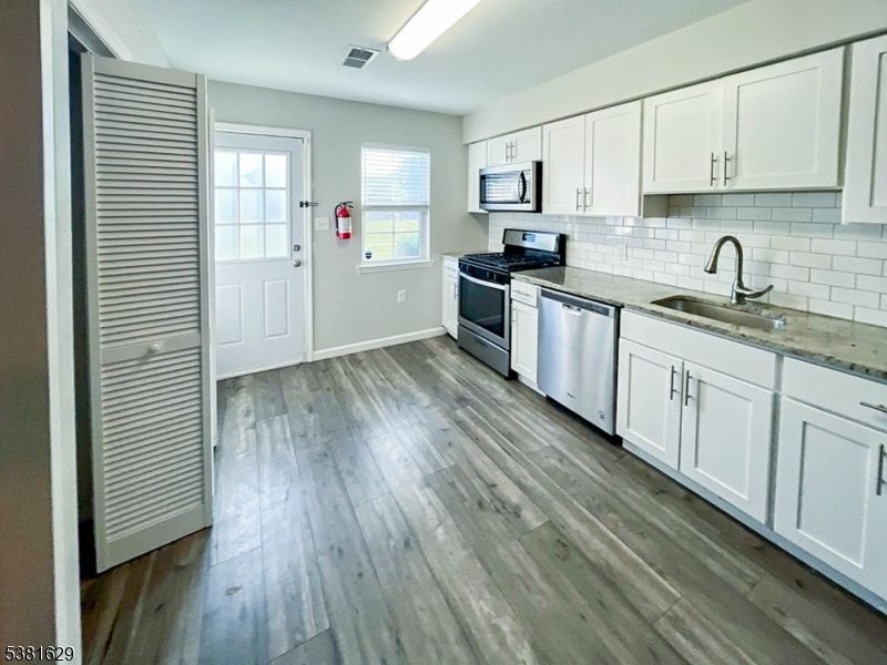 Interior, Kitchen, Stainless Steel Appliances, Wood Texture Flooring