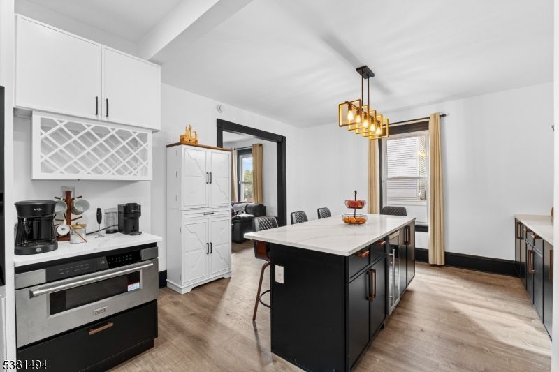 Interior, Kitchen, Pendant Lights, Stainless Steel Appliances, Wood Texture Flooring
