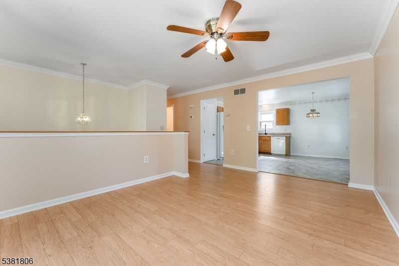 Chandelier, Empty room, Interior, Pendant Lights, Wood Texture Flooring