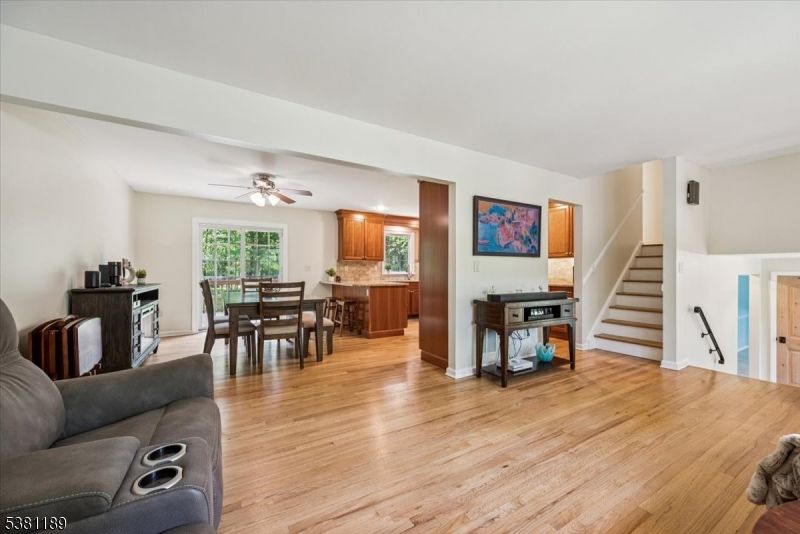 Dining room, Interior, Kitchen, Living room, Recessed Lighting, Wood Texture Flooring