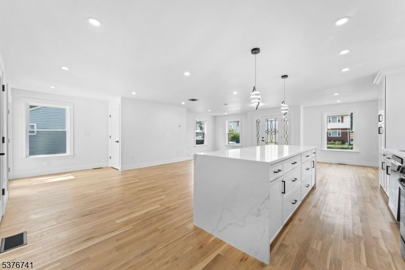 Interior, Kitchen, Pendant Lights, Recessed Lighting, Wood Texture Flooring