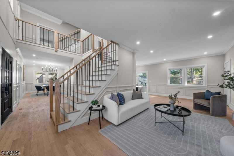 Dining room, Interior, Living room, Recessed Lighting, Wood Texture Flooring