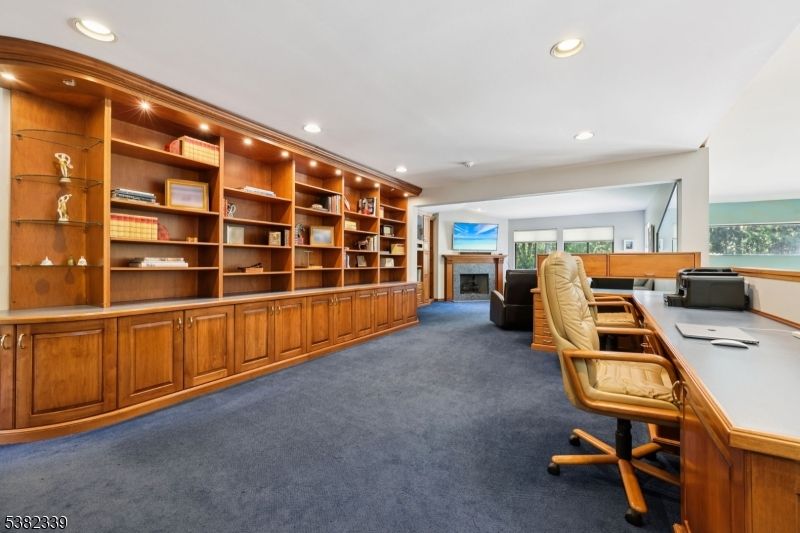 Fireplace, Home Office, Interior, Recessed Lighting
