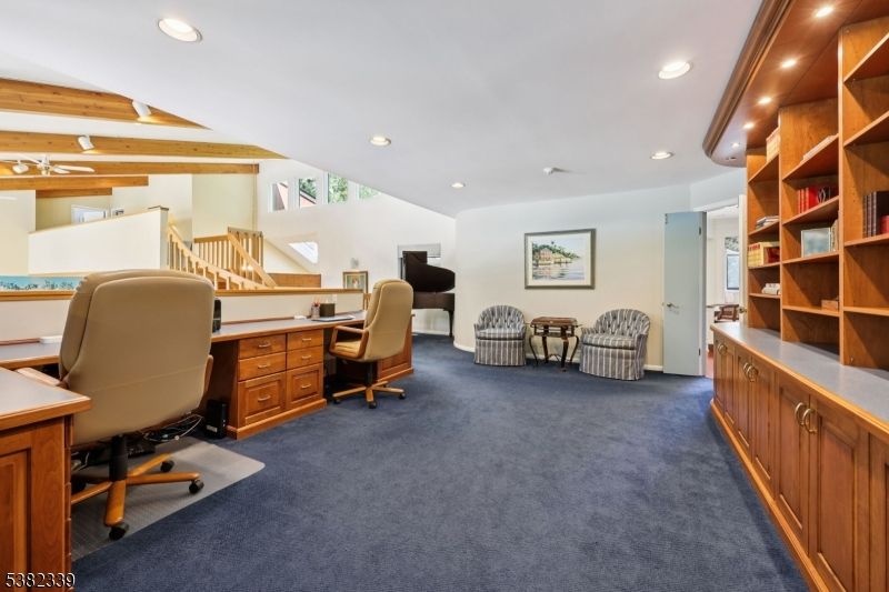 Home Office, Interior, Recessed Lighting, Wooden Beams
