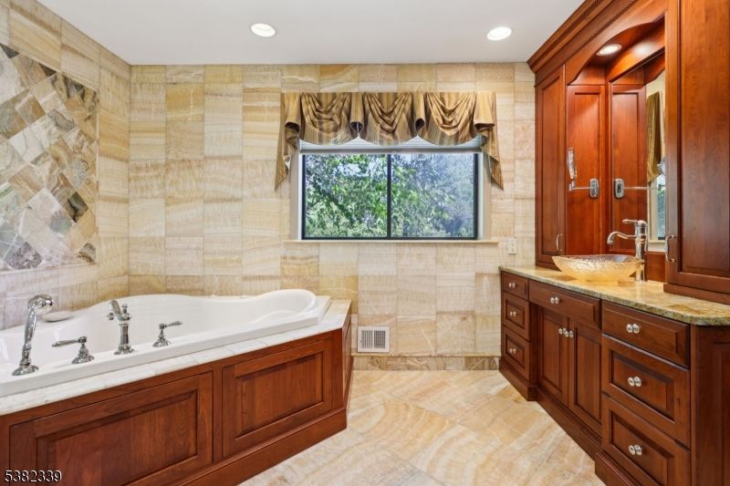 Bathroom, Interior, Recessed Lighting, Stone Walls