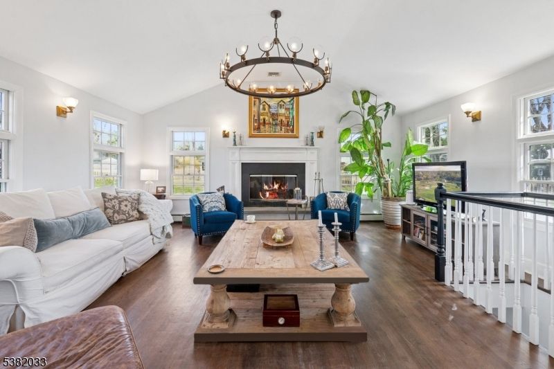 Chandelier, Fireplace, Interior, Living room, Wood Texture Flooring