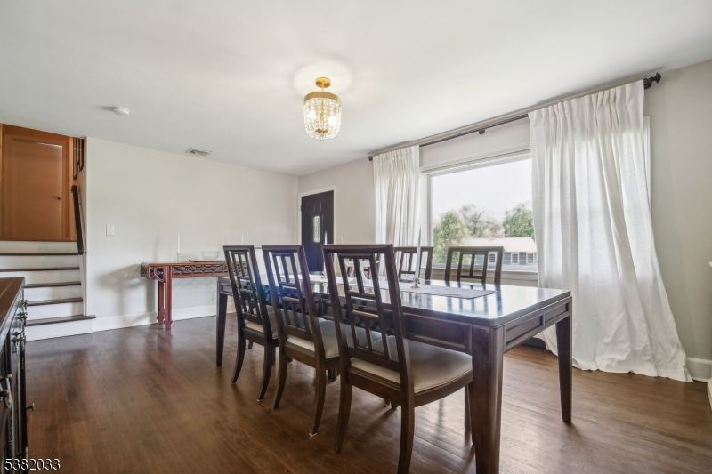 Chandelier, Dining room, Interior, Wood Texture Flooring