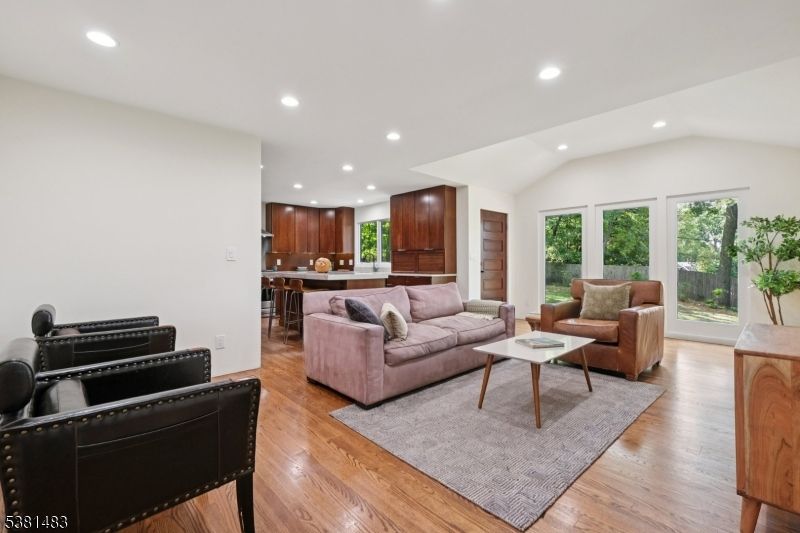 Interior, Kitchen, Living room, Recessed Lighting, Wood Texture Flooring