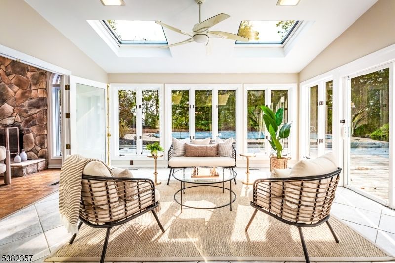 Glass Ceilings, Interior, Living room, Stone Walls, Sun Room