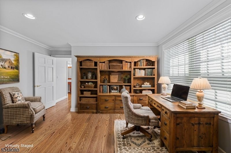 Home Office, Interior, Recessed Lighting, Wood Texture Flooring