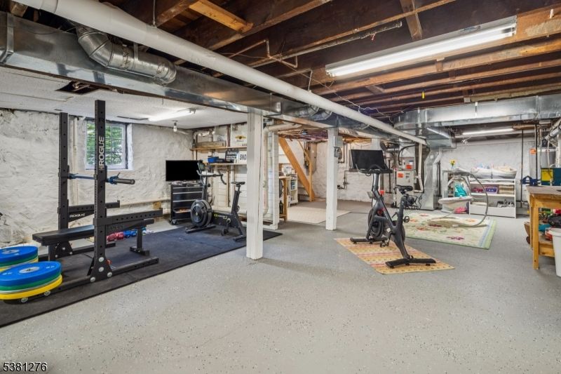 Fitness Equipment, Interior, Stone Walls, Wooden Beams