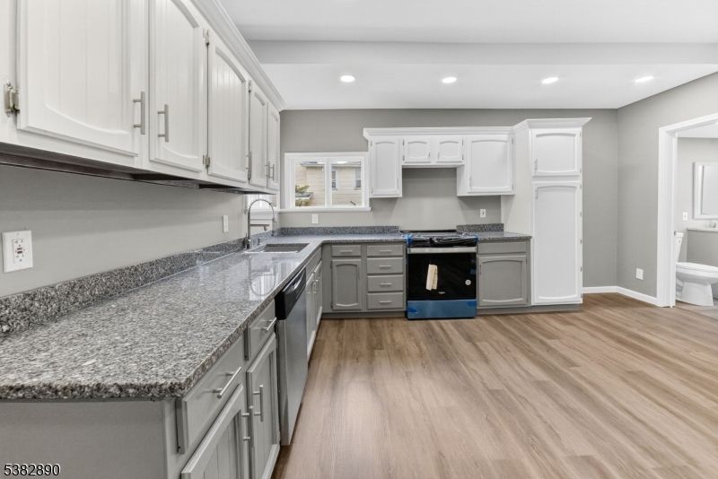 Interior, Kitchen, Recessed Lighting, Wood Texture Flooring