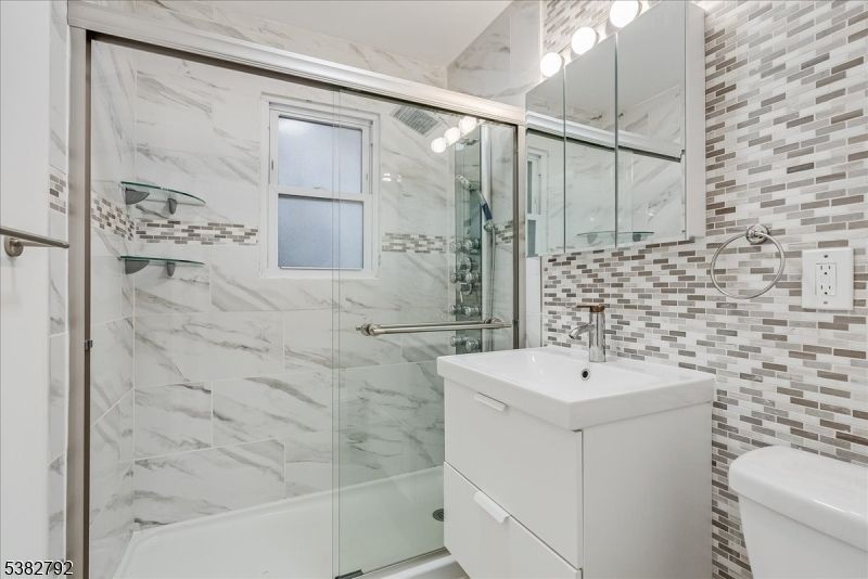 Bathroom, Glass Shower, Interior, Marble Walls
