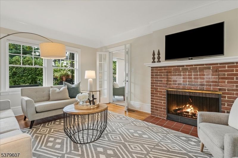 Fireplace, Interior, Living room, Stone Walls, Wood Texture Flooring