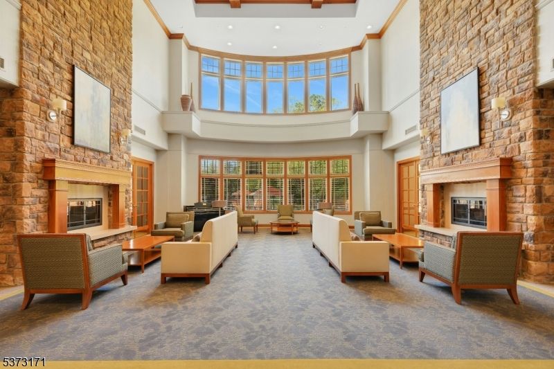 Fireplace, Interior, Living room, Recessed Lighting, Stone Walls, Wooden Beams
