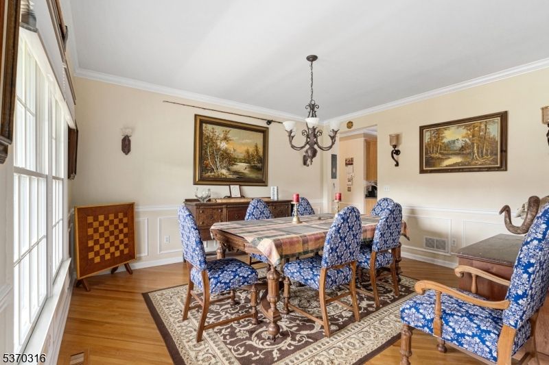 Chandelier, Dining room, Interior, Wood Texture Flooring