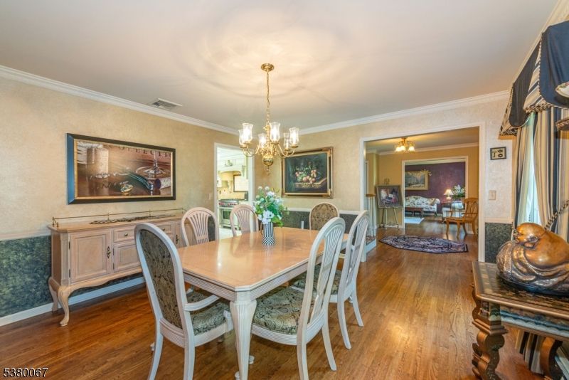 Chandelier, Dining room, Interior, Wood Texture Flooring