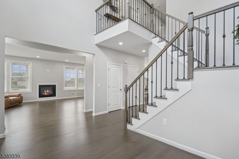 Fireplace, Interior, Recessed Lighting, Wood Texture Flooring