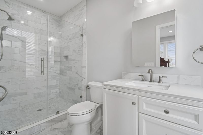 Bathroom, Glass Shower, Interior, Marble, Marble Walls, Recessed Lighting