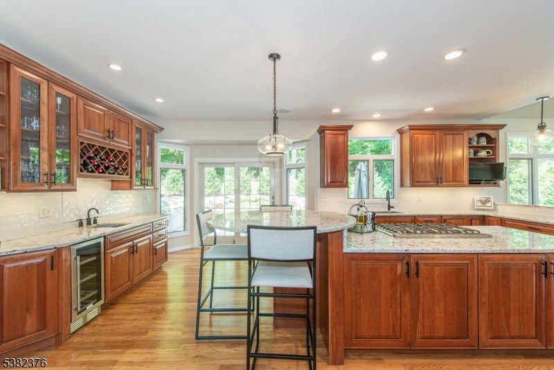 Dining room, Interior, Kitchen, Pendant Lights, Recessed Lighting, Wood Texture Flooring
