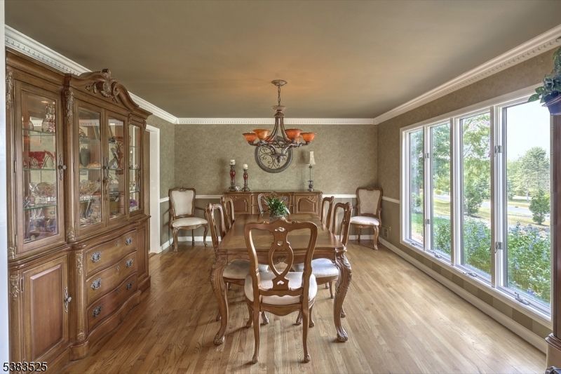 Chandelier, Dining room, Interior, Wood Texture Flooring