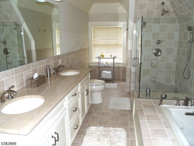 Bathroom, Dual Sink Vanities, Glass Shower, Interior, Tile Countertops