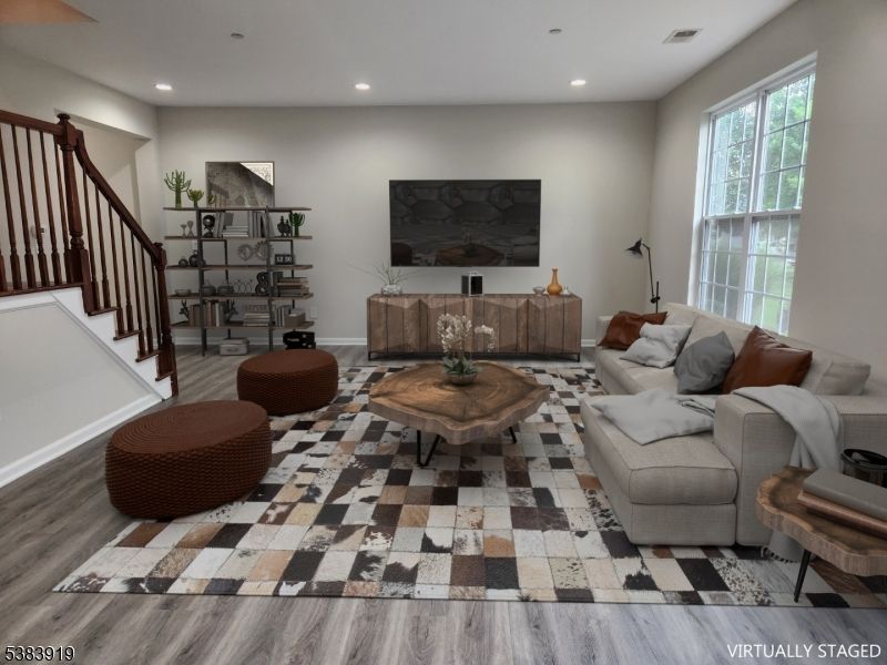 Interior, Living room, Recessed Lighting, Wood Texture Flooring