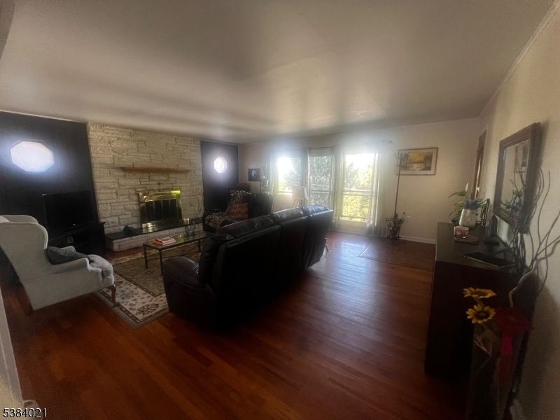 Fireplace, Interior, Living room, Stone Walls, Wood Texture Flooring