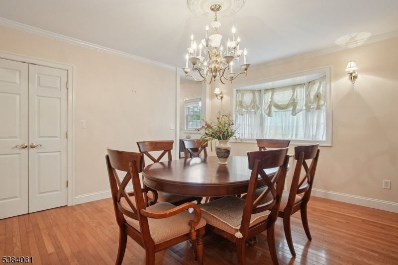 Chandelier, Dining room, Interior, Wood Texture Flooring