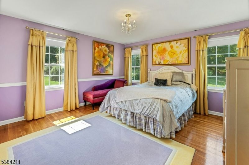 Bedroom, Chandelier, Interior, Wood Texture Flooring