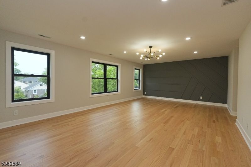 Empty room, Interior, Pendant Lights, Recessed Lighting, Wood Texture Flooring