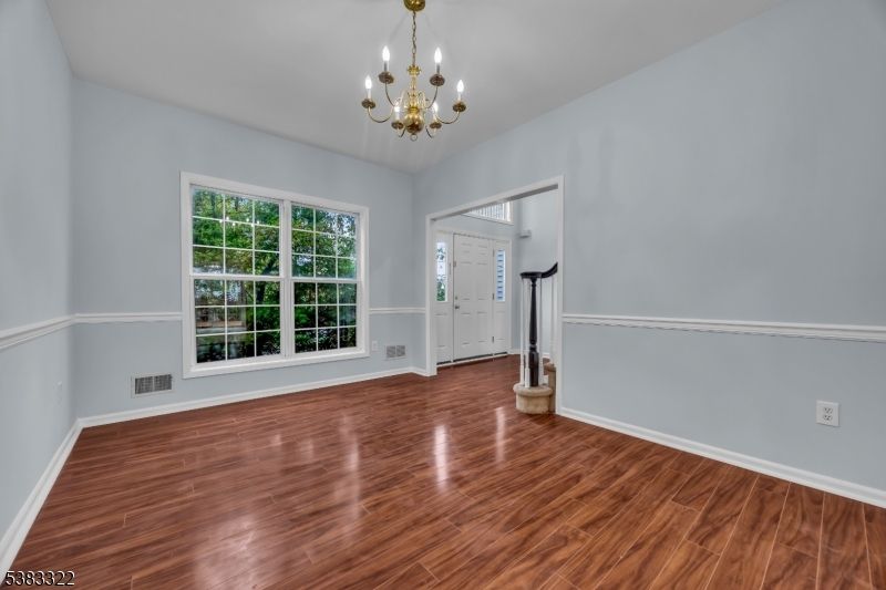 Chandelier, Empty room, Interior, Wood Texture Flooring
