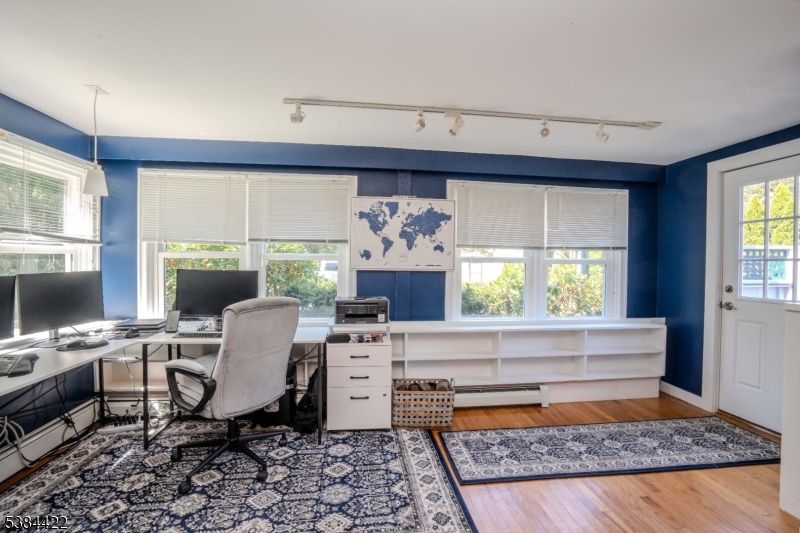 Home Office, Interior, Pendant Lights, Wood Texture Flooring